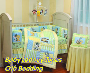 Baby Looney Tunes baby crib bedding set and nursery decor with Baby Taz Tweety Bird Sylvester the Cat and Bugs Bunny