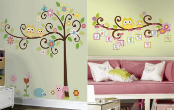 Gender neutral ideas for baby owl murals for the nursery walls