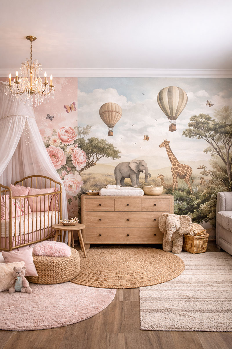 Beautifully styled baby nursery themes showing baby girl, baby boy, and gender-neutral nursery design inspiration