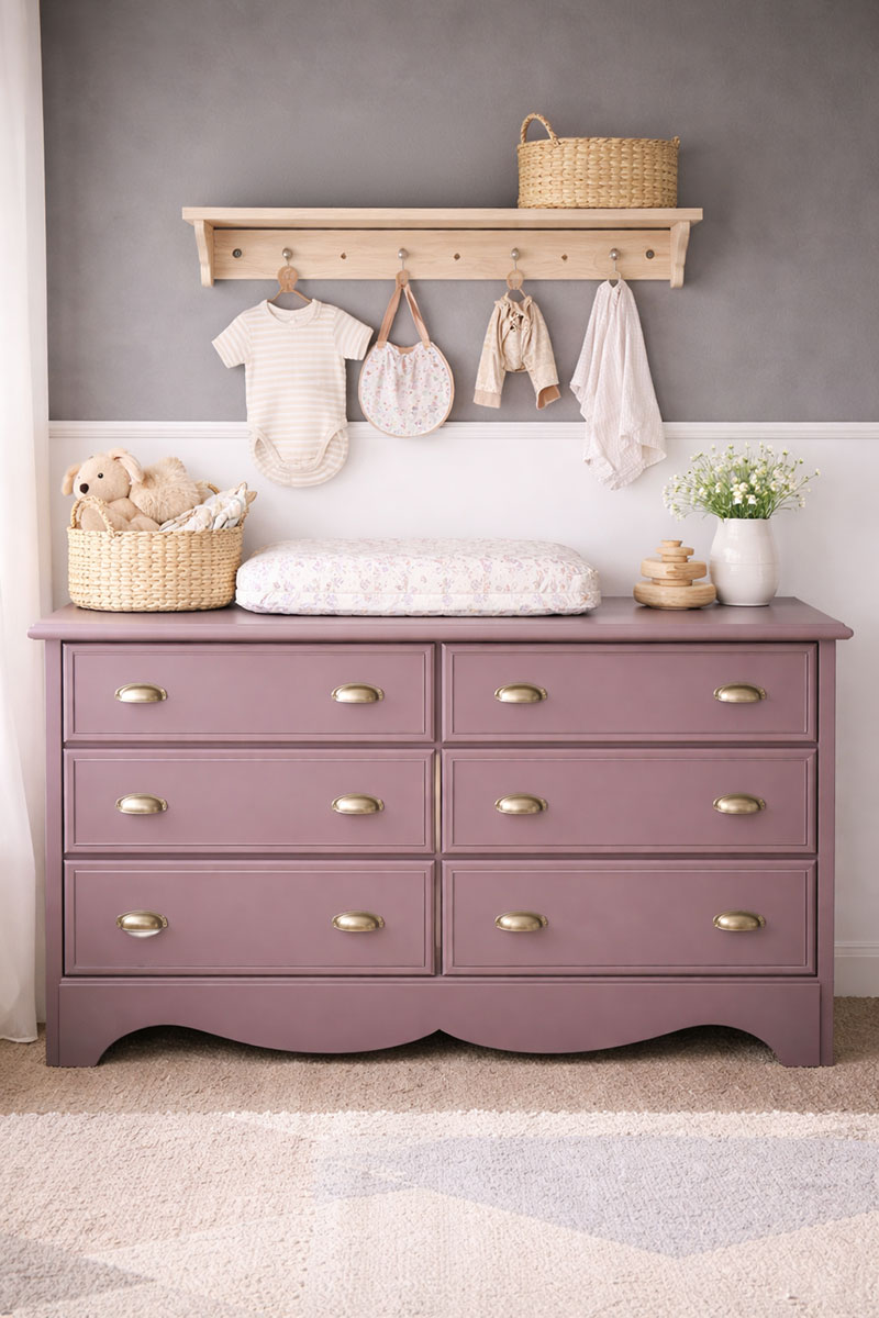 Recycled baby dresser painted teal blue