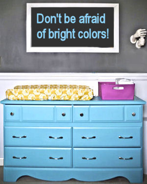 Recycled baby dresser painted teal blue
