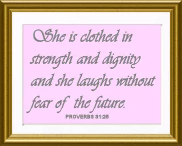 framed baby girl nursery wall Christian Bible verse quote Proverbs 31:25