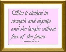 Strong inspirational baby girl daughter christian Bible verse quote Proverbs 31:25