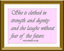 Strong inspirational baby girl daughter christian Bible verse quote Proverbs 31:25