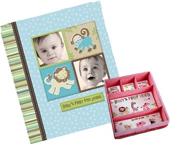 Baby boy and girl scrapbooking ideas with keepsake scrapbook storage compartments