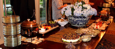 Baby shower food table near the patio