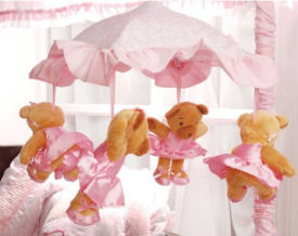 pink ballerina bear mobile baby crib mobile