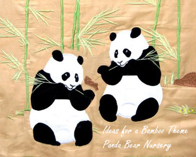 Asian oriental bamboo panda bear theme crib bedding and nursery décor ideas