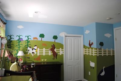 Cow and Horse Farm Nursery Wall Mural