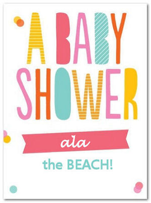 Colorful beach theme baby shower invitation announcement card