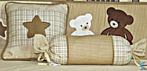 Custom rustic brown plaid bear theme baby nursery crib bedding set quilt