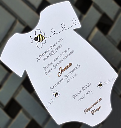 Homemade handmade bumble bee baby shower invitations cards