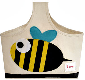 Busy bee baby diaper tote bag with a bumblebee applique