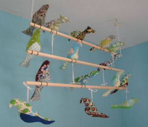 bird baby crib mobile nursery stuffed cloth fabric homemade handmade crafts bird baby crib mobile nursery stuffed cloth fabric homemade handmade crafts