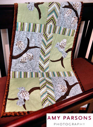 applique bird theme baby quilt crib pattern patchwork chevron border panel block