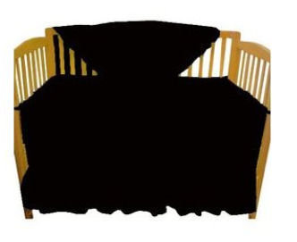 Solid black baby crib bedding set for the nursery.