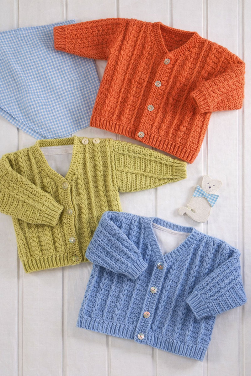 Knit and crochet cardigan sweater patterns for baby boy.