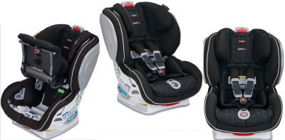 Side front and alternate views of the Britax  Circa Advocate ClickTight Convertible Car Seat