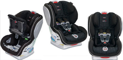 Side front and alternate views of the Britax Circa Advocate ClickTight Convertible Car Seat
