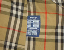 Authentic Burberry plaid fabric with label