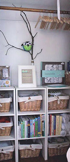 Woven baskets lined and decorated with burlap