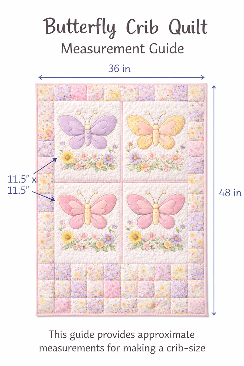 butterfly crib quilt pattern measurement guide for crib-size planning