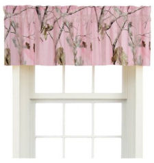 Realtree Pink Camouflage window valance topper for camo curtain panels