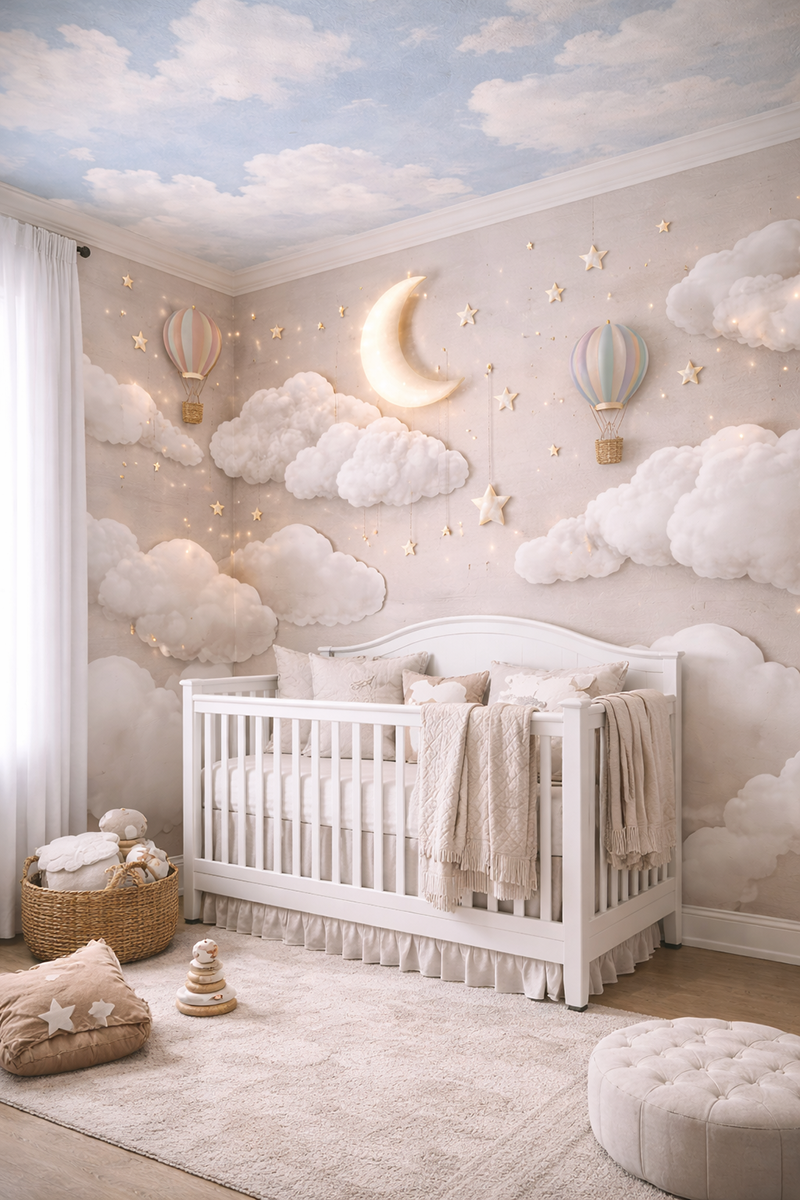Cloud wall decals for nursery decorating