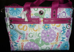 pink and cream white chelsea coach baby maternity bag diaper