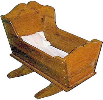 Homemade antique style wooden baby cradle