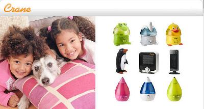 Crane Adorable Animal and Drops Humidifiers make breathing more comfortable for kids.