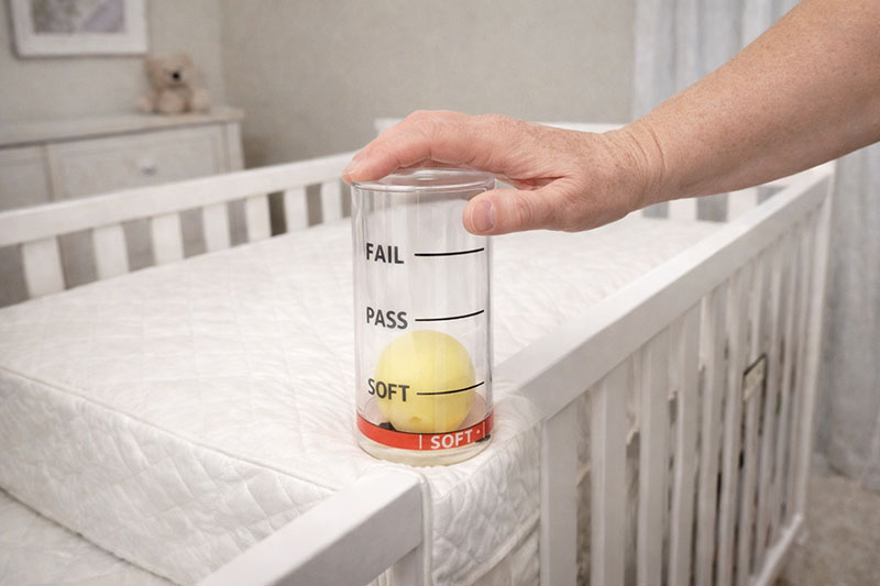 crib mattress firmness testing demonstration