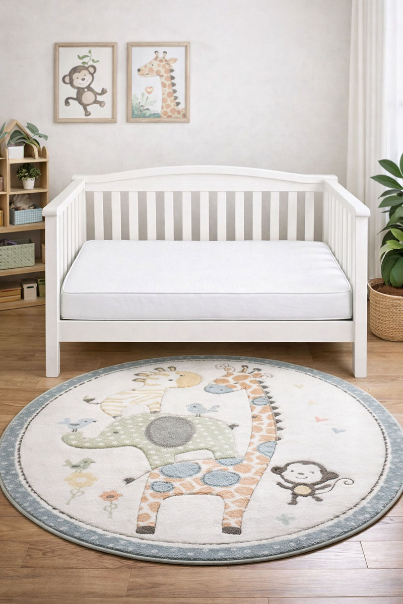 Standard crib mattress fitting snugly inside a full-size crib with clear mattress edges visible