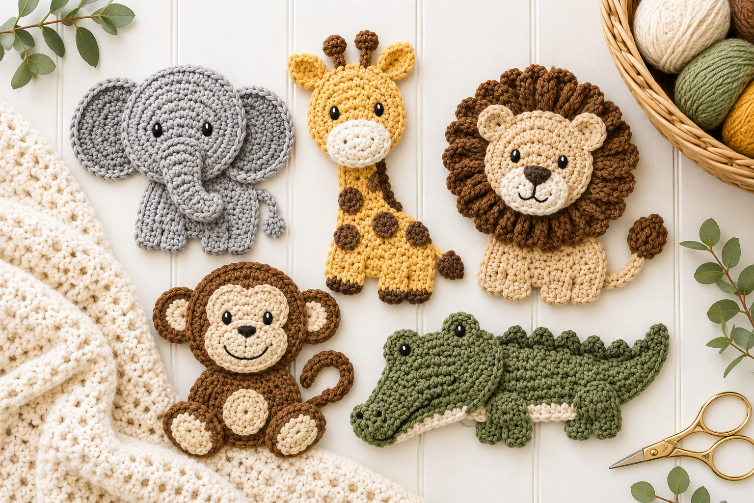 Free crochet animal applique patterns for blankets clothing and nursery projects