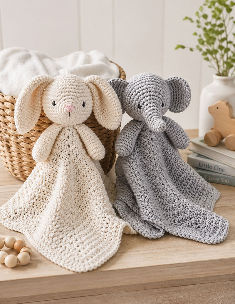 crochet animal lovey patterns with soft handmade baby snugglers