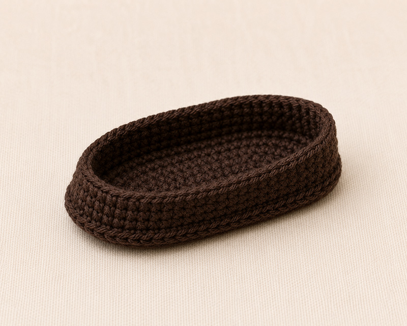 Dark brown crochet baby cowboy boot sole with raised sidewall