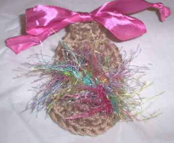 Crochet Sandals for a Baby Girl w. Eyelash Yarn and Ribbon 