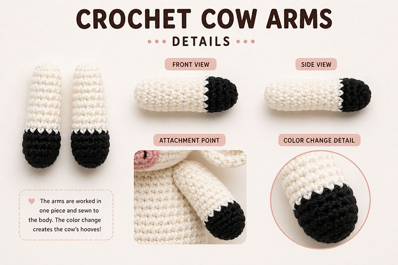 crochet cow lovey arms with hoof color