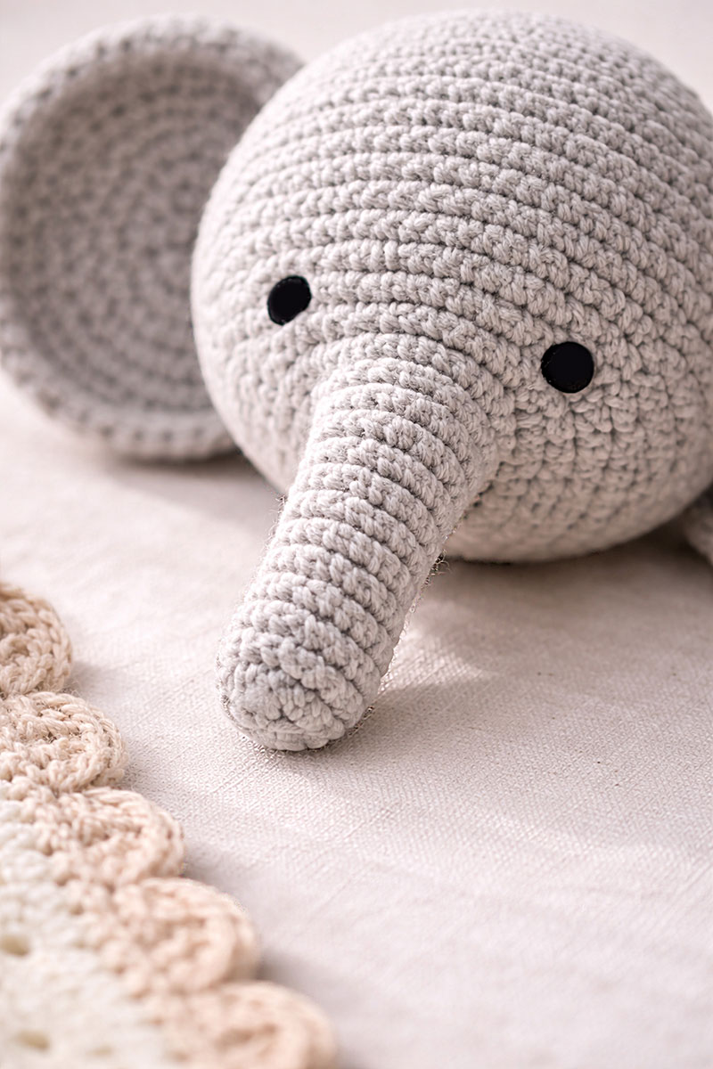 Short crochet elephant trunk detail