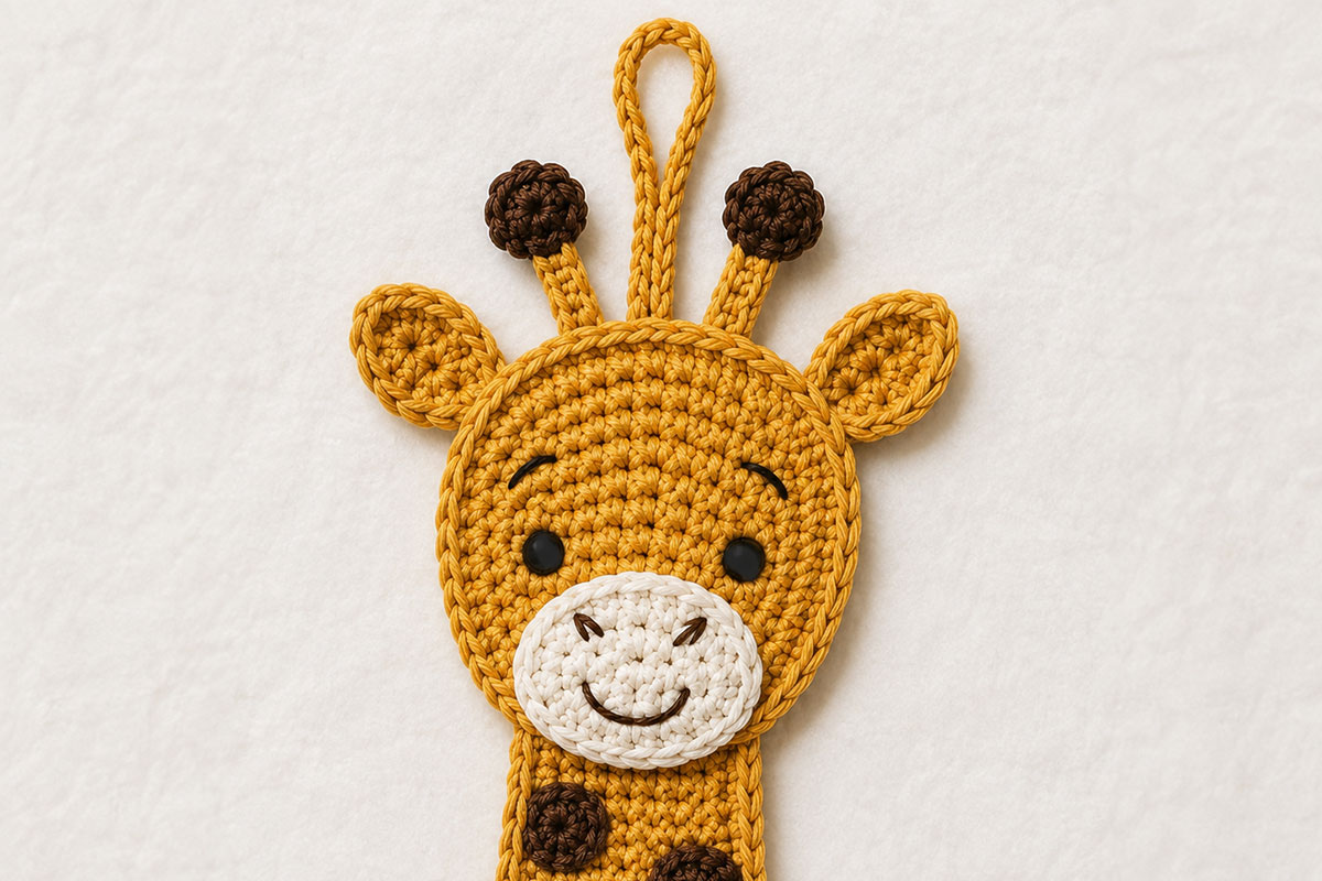 Golden yellow crochet giraffe ossicone stems with small brown crochet caps ready for assembly