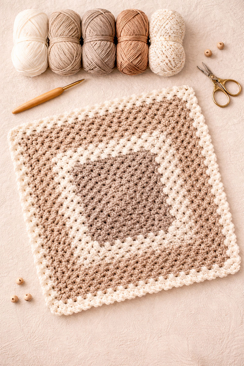 Granny square blanket base for crochet lamb lovey blanket pattern