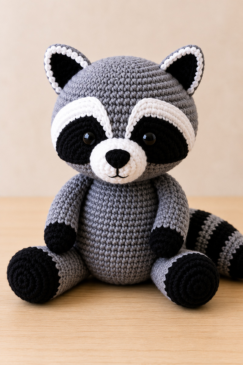 Crochet raccoon lovey pattern for a woodland baby gift