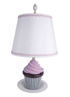 Pink white and brown chocolate cupcake baby nursery table lamp perfect for a baby girl room
