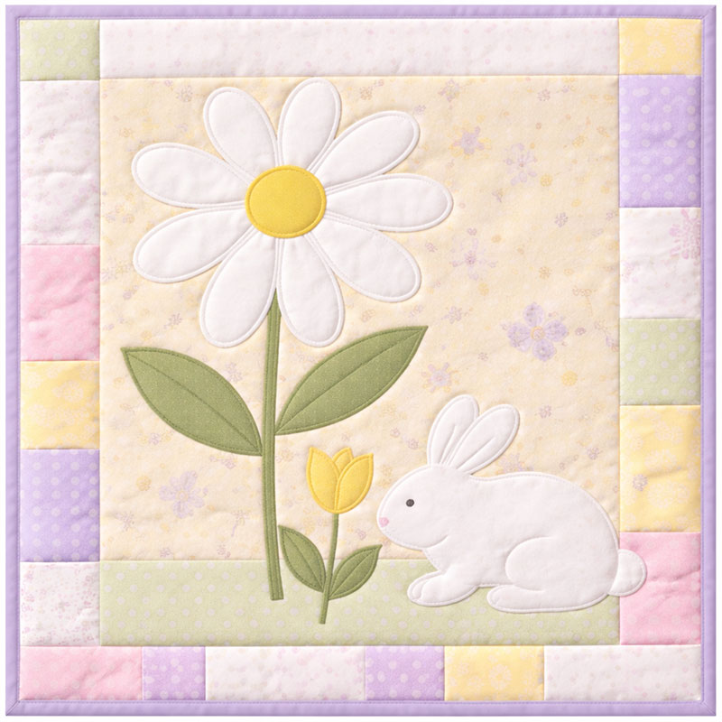 daisy applique quilt block for a crib quilt pattern
