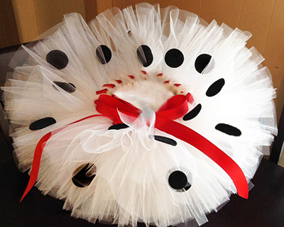 Dalmatian tutu for a Cruella DeVille mom and baby costume.