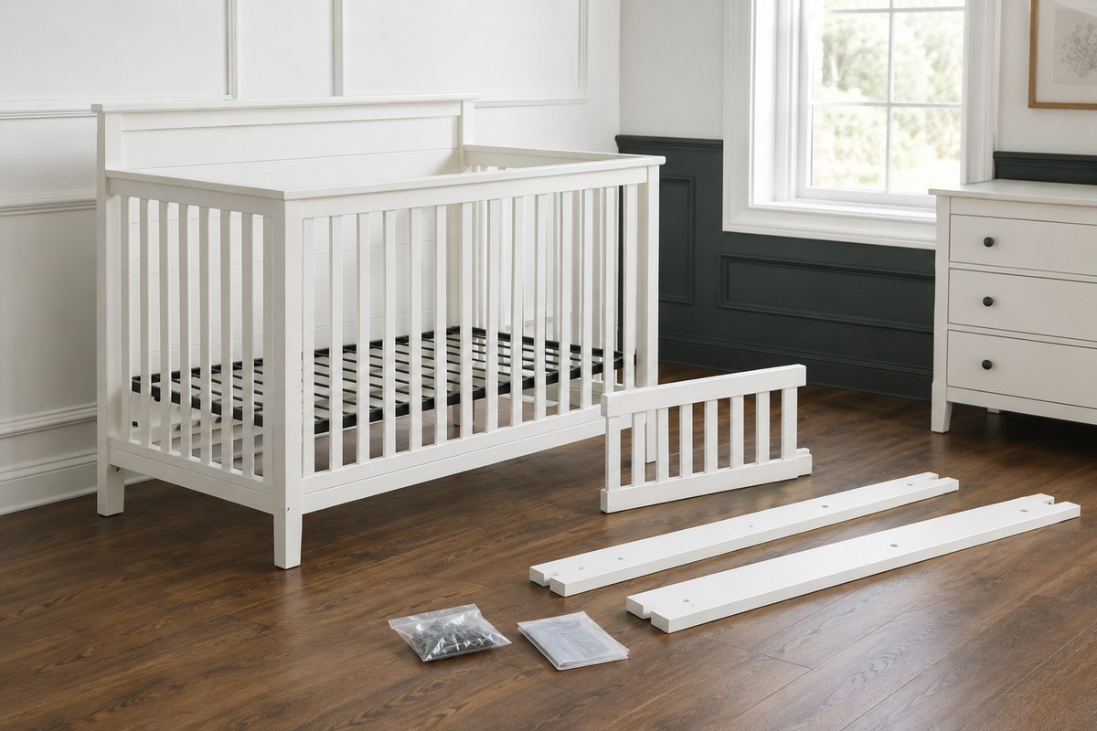 Delta crib conversion kit with toddler guardrail and full-size bed rails