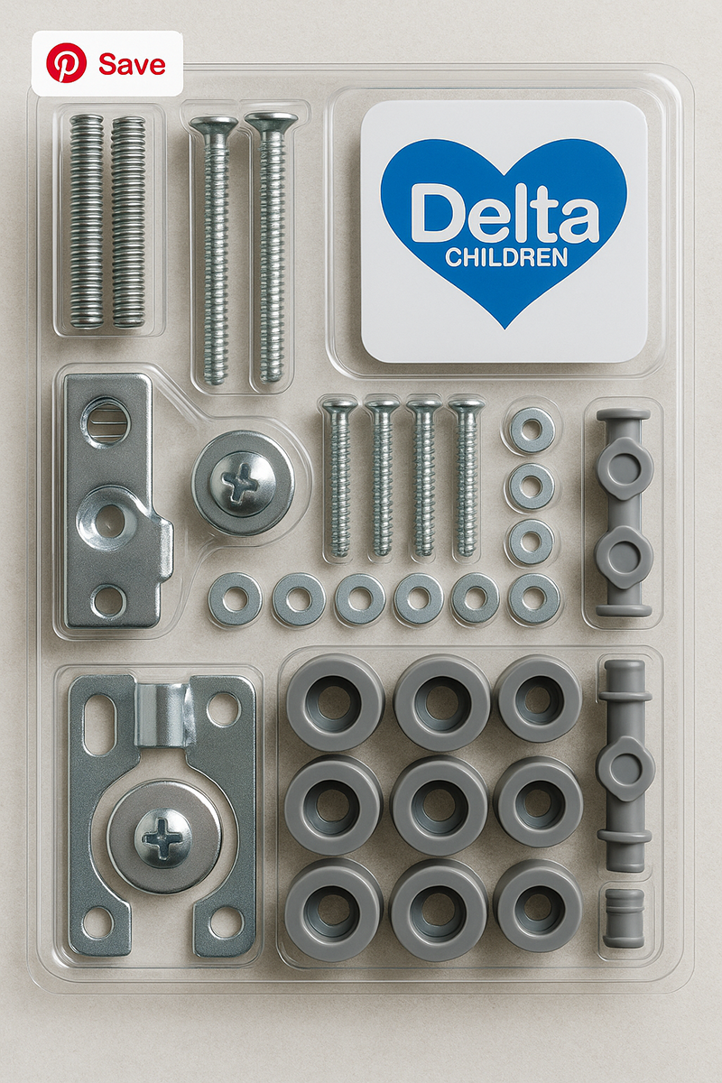 Example crib hardware components shown for reference only