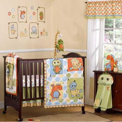 baby girl dinosaur crib bedding