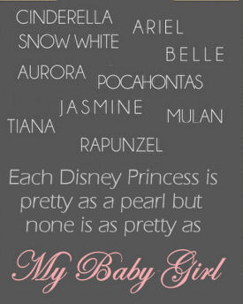 Custom pink and grey Disney Princess baby nursery wall art quote