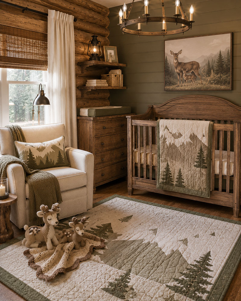DIY deer nursery with handmade deer wall art wooden sign and custom nursery decor
